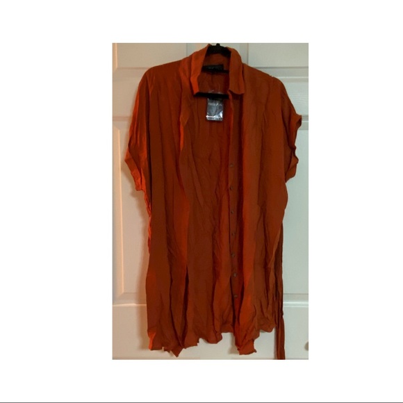 Rust Orange Woven Button Down Blouse New With Tags Forever 21 - Picture 1 of 4